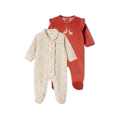 Abbildung von Vertbaudet 2er Pack Mädchen Baby Samt Strampler Oeko Tex wollweiß 50