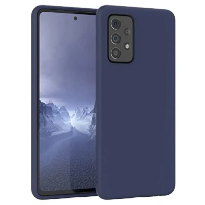 Abbildung von EAZY CASE Premium Silikon Handyhülle kompatibel mit Samsung Galaxy A72, A72 (5G), Slimcover Kameraschutz und Innenfutter, Schutzhülle, Bumper, Handy Case, Hülle, Softcase, Nacht Blau