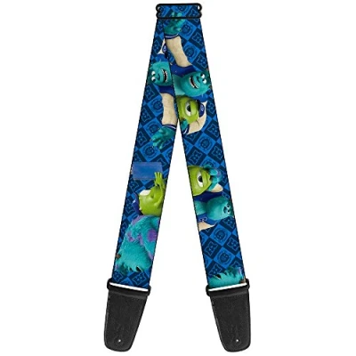 Abbildung von buckle down Gitarrengurt 34 60&quot; Monsters University Sulley &amp; Mike Poses/Checkers Blue