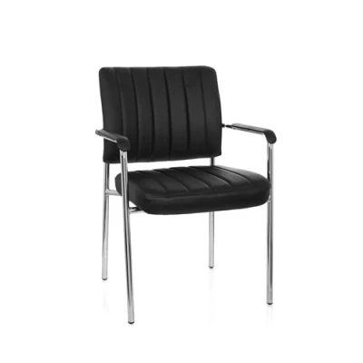Abbildung von hjh OFFICE 706802 Besucherstuhl SOMOS V Kunstleder Schwarz/Chrom Design Konferenzstuhl mit Armlehnen