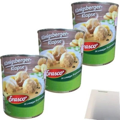 Abbildung von Erasco 6 Königsberger Klopse in cremiger Kapernsauce 3er Pack (3x800g Dose) + usy Block