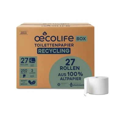 Abbildung von oecolife Toilettenpapier in der Box &#039;Recyling&#039;, 3 (27 St)