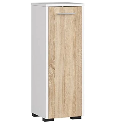 Abbildung von AKORD Stehender Badezimmerschrank schränke Badezimmer kommode FIN S30 eintürig B30 x H82 T30 cm Tür mit Links oder rechtseitiger Montage Gewicht 15 kg