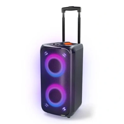 Abbildung von Nedis Bluetooth Party Lautsprecher max. Batteriespielzeit: 5 Std 240 W Tragegriff Partylicht Equalizer Orange/Schwarz