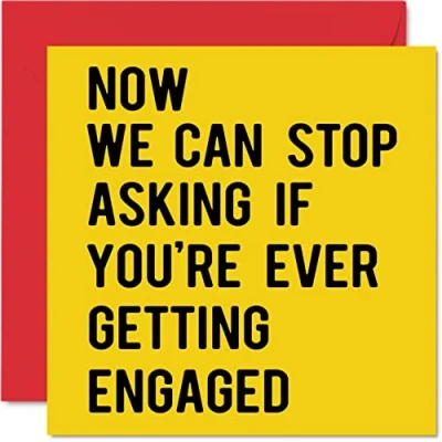 Abbildung von Stuff4 Lustige Verlobungskarten für Paare Stop Asking Glückwunschkarte zum Verlobten und Verlobten, 145 mm x