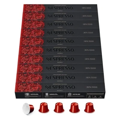 Abbildung von NESPRESSO ORIGINAL Ispirazione Napoli, Dunkle Röstung, Kompatibel mit Kaffeemaschinen, Kapsel Set aus 100 Kaffeekapseln