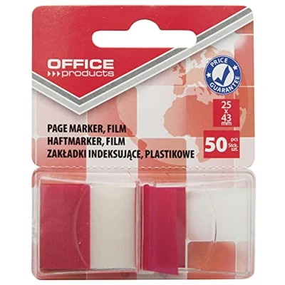 Abbildung von Register Taben OFFICE PRODUCTS, PP, 25x43 mm, 50 Stück, Blisterpackung, rot, 1 Stück
