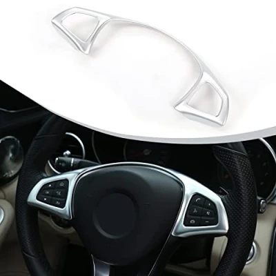 Abbildung von Auto Innenraum Lenkraddekoration, ABS, für C Klasse W205 GLC X253 E W213, matt, silberfarben