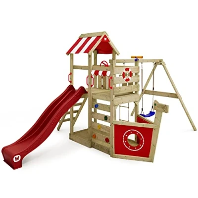 Abbildung von Spielturm SeaFlyer mit Schaukel &amp; roter Rutsche