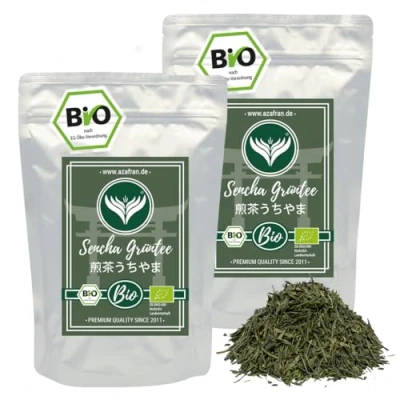 Abbildung von Azafran Grüner Tee Japanischer BIO Sencha lose geschnitten Uchiyama Grüntee 1kg