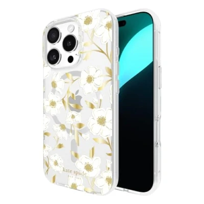 Abbildung von Kate Spade New York Schutzhülle für iPhone 16 Pro kompatibel mit MagSafe Designer Handyhülle Sonnenschein Blumen Edelsteine