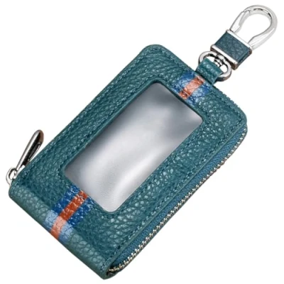 Abbildung von Aileder Faraday Tasche Autoschlüssel Signal Blocker Keyless Entry Key Fob RFID Blockierung Auto Schlüssel Hülle Halter Leder Smart Protector (Blau)