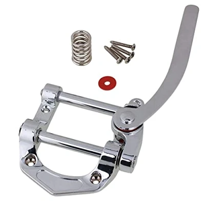 Abbildung von Alnicov Tremolo Einheit für Gitarre, Vibrato Steg, Saitenhalter Tele, SG, LP, etc., Chrom