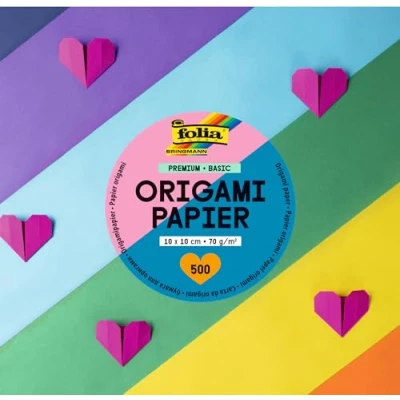 Abbildung von folia 89860 Premium Faltblätter 70g/m², BASIC, 10 x cm, 500 Blatt in verschiedenen Farben, zum Basteln, Verzieren und Dekorieren