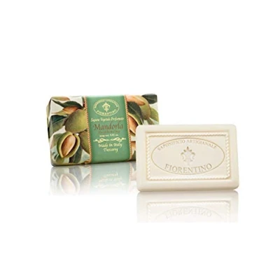 Abbildung von Saponificio Artigianale Fiorentino handgemachte Seife Mandel liebevoll verpackt in Geschenkpapier 250 g