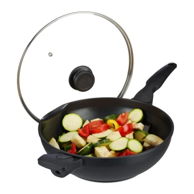 Abbildung von relaxdays Wok Wokpfanne mit Deckel 30 cm