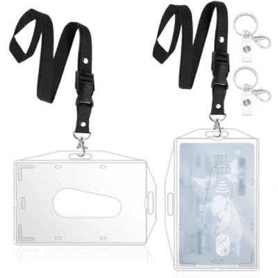 Abbildung von 2 Stück Ausweishülle mit Lanyard,Durchsichtige Kartenhülle,Badge Holder Karten für Ausweishalter,ausweishüllen,Scheckkartenhülle (2 Pcs Lanyard)