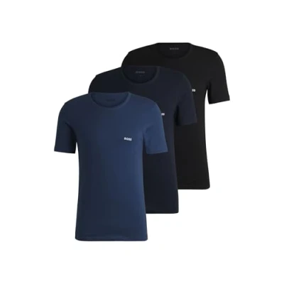 Abbildung von BOSS Herren Classic T Shirts Kurzarm Pure Cotton Crew Neck 3er Pack, Farbe:Mehrfarbig, Artikel: 989 Denim/Black/Navy, Größe:M