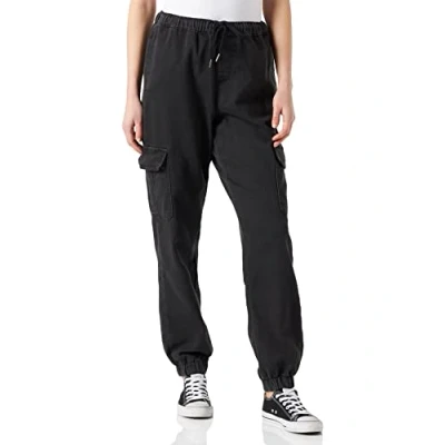 Abbildung von Urban Classics Ladies Knitted Denim HIGH Waist Cargo Pants Cargohose, Damen, Größe: 27, Black