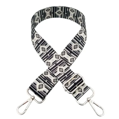 Abbildung von Verstellbarer Schultergurt für Taschen, Taschengurte zum Wechseln, Taschengurt Breit 3.8cm Damen Tragegurt mit Silber Karabiner Schulterriemen Handtasche Schultertasche Schwarzer Streifen, P8