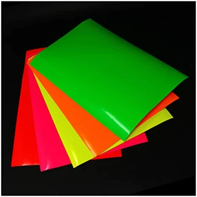 Abbildung von Din A4 Bogen Bastelfolie Selbstklebend Künstlerfolie Plotterfolie Plottfolie Folie Basteln (Neon komplett Set, 5er Set Bögen)