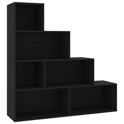 Abbildung von vidaXL Bücherregal Raumteiler Treppenregal Stufenregal Standregal Regal Raumtrenner Wandregal Aktenregal Schwarz 155x24x160cm Holzwerkstoff