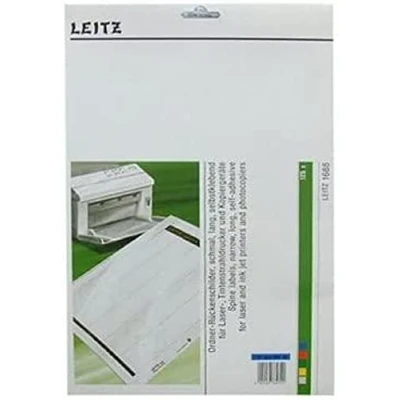Abbildung von Leitz PC beschriftbare Rückenschilder selbstklebend für Standard und Hartpappe Ordner, 125 Stück, Langes schmales Format, 39 x 285 mm, Papier, blau, 16880035