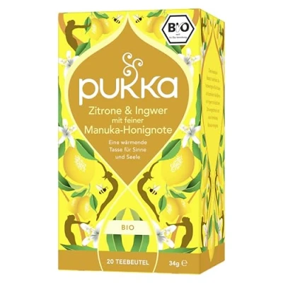 Abbildung von Pukka Tee, Bio Gewürzteemischung &quot;Zitrone &amp; Ingwer mit feiner Manuka Honignote&quot;, 1er Pack, 20 Teebeutel