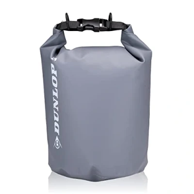 Abbildung von Dunlop Dry Bag 5L Wasserdichte Tasche Rucksack Wasserdicht Wasserfeste Für Sport, Schwimmen, Radfahren und Tag auf dem Wasser Roll Down Verschlussmechanismus Grau
