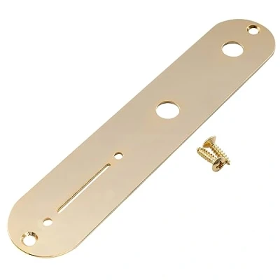 Abbildung von Musiclily Pro 32mm Stahl Tele Control Plate T Style Kontrollplatte mit Engem Potentiometerloch für E Gitarre, Gold