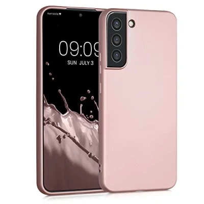 Abbildung von kwmobile Case kompatibel mit Samsung Galaxy S22 Plus Hülle Schutzhülle aus Silikon metallisch schimmernd Handyhülle Metallic Rosegold