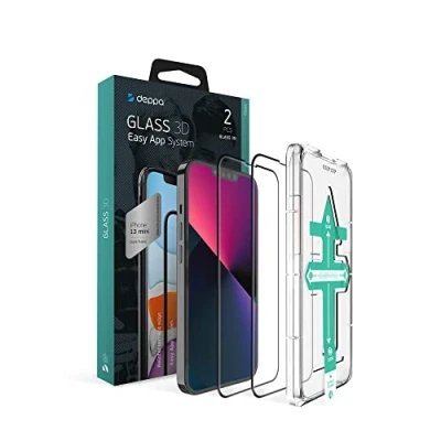 Abbildung von Deppa 2 Stück Schutzfolie für Iphone 13 Mini Full Screen (5.4 Zoll) mit Schablone Glas Folie 2.5 D Schutzglas, Displayschutz, Panzerfolie