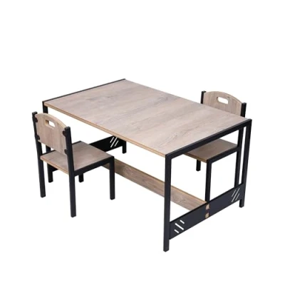 Abbildung von Industrial living Spieltisch Kindertisch und 2 Stühle Aktivitätstisch Kinderschreibtisch Montessori Kinderzimmermöbel (Eiche Grau)