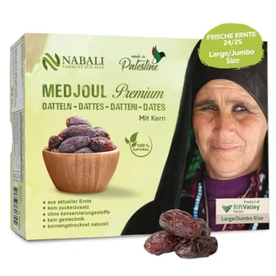 Abbildung von NABALI FAIRKOST FÜR ALLE Premium Medjool Datteln aus Palästina 100% Natürlich Aromatisch Traditionell Frisch Orientalisch I frische Ernte Vegan 1 kg