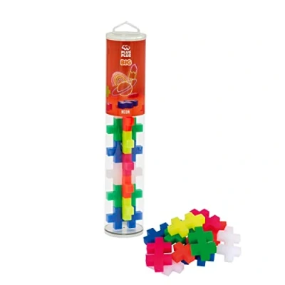 Abbildung von Plus 9603286 Geniales Konstruktionsspielzeug, Tube Big Neon, Bausteine Set, 15 Teile, Weiß