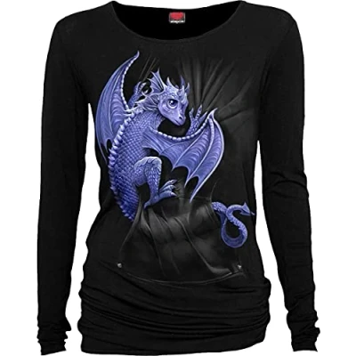 Abbildung von Spiral Pocket Dragon Baggy Top Schwarz S