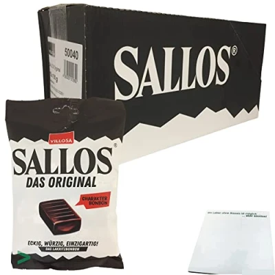 Abbildung von Villosa Sallos Das Original Hartkaramellen mit Lakritzgeschmack 15er Pack (15x150g) + usy Block
