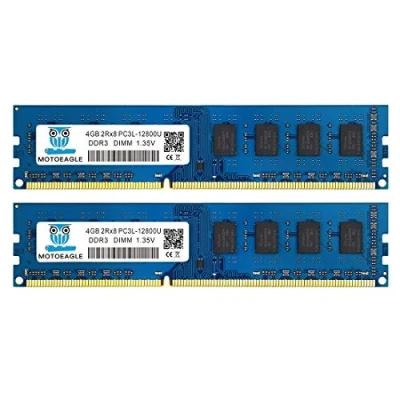 Abbildung von DDR3L 1600 UDIMM 8GB Kit (2x4GB) PC3L 12800 4GB Unbuffered Non ECC 1.35V CL11 2Rx8 12800U 1600MHz Dual Rank 240 Pin Desktop Arbeitsspeicher