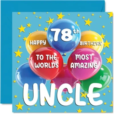 Abbildung von Geburtstagskarte für Onkel zum 78. Geburtstag World&#039;s Most Amazing Oncle von Nichte Neffe, 145 mm x mm, Alter 78, achtundsiebzig Grußkarten