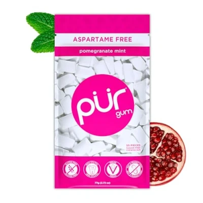 Abbildung von Pur Gum Zuckerfreier Kaugummi 100% Xylit Vegan, Aspartamfrei, Glutenfrei &amp; Diabetikerfreundlich Natürlicher Mit Pomegranate Mint Geschmack, 55 Stück (1er Pack)