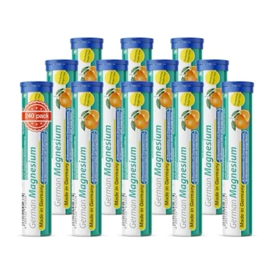 Abbildung von Magnesium Brausetabletten 12x20 Stk. Orangengeschmack 200 mg Zuckerfrei T&amp;D Pharma German Made in Germany