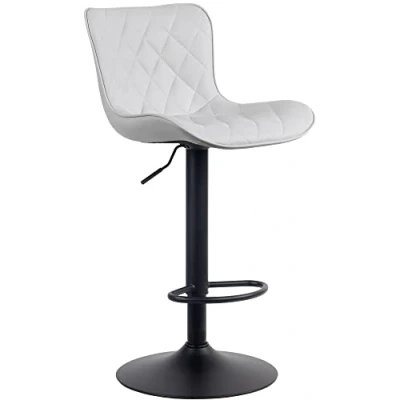Abbildung von CLP Barhocker Emma I Höhenverstellbarer Barstuhl 360 Drehstuhl Mit Rückenlehne Für Küche Und Bistro, Farbe:weiß, Material:Kunstleder