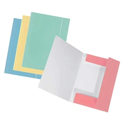 Abbildung von Original Falken 4er Pack Sammelmappe PastellColor. Aus extra starkem Karton mit 3 Klappen und Gummiband für DIN A4 farbig sortiert Aufbewahrungs Zeichen Mappe die Schule