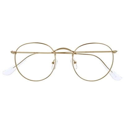 Abbildung von OPULIZE Sol Lesebrille Blaulichtfilter Runder Metall Retro Rahmen Verbessern Den Schlaf Computer Gaming Entspiegel Gold Herren Damen B94 9 +2.50