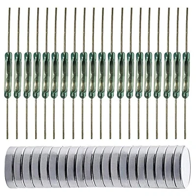 Abbildung von Gebildet 20pcs Glas Reed Schalter, Kontakt, Magnet in der Nähe Schaltkreis verbinden, Weg unterbrechen, magnetischer Induktionsschalter (2 mm x 14 mm) mit