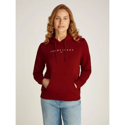 Abbildung von Tommy Jeans Linear Hoodie Sweatshirt, Damen, Größe: XL, Regatta red