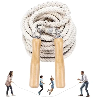 Abbildung von LeapBeast Lange Springseil, Mehrspieler Seil, Springseil mit Holzgriff für Schule, Sport, Outdoor Aktivitäten, Fitness&amp;Training 5M/7M/10M