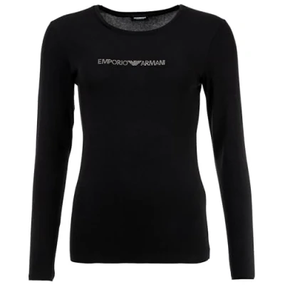 Abbildung von Emporio Armani T Shirt Damen Langarm ESSENTIAL STUDS LOGO