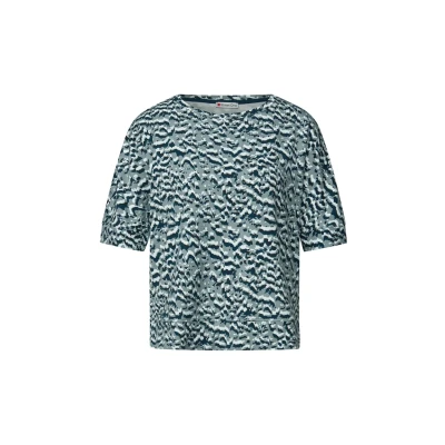 Abbildung von Street One Gemustertes Batwing Tshirt print, Damen, Größe: 40, Blau