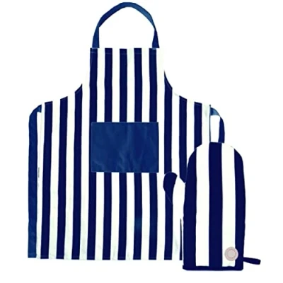 Abbildung von Sagaform Unisex Erwachsene Aron Schürze &amp; Grillhandschuh, Blau Weiß, 28cm
